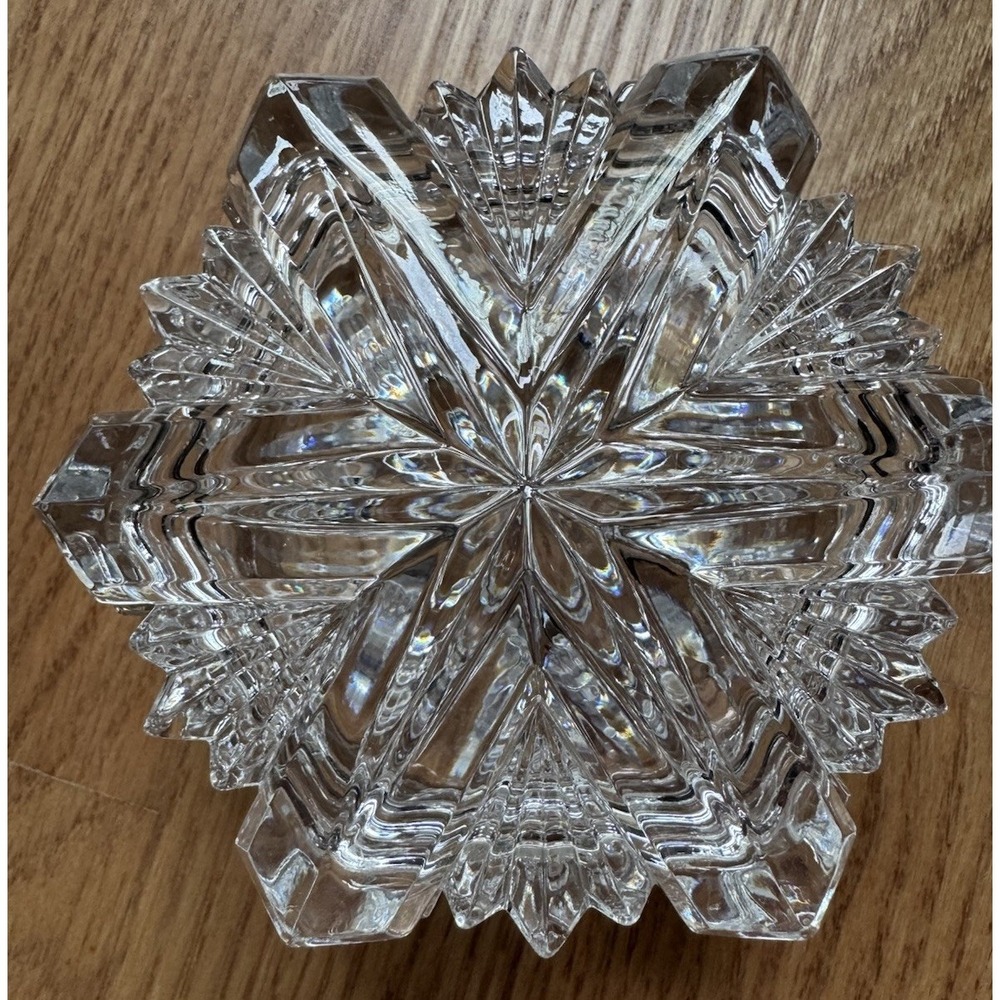 Vintage Mikasa Lead Crystal Snowflake Trinket‎ Jewelry Box 4"